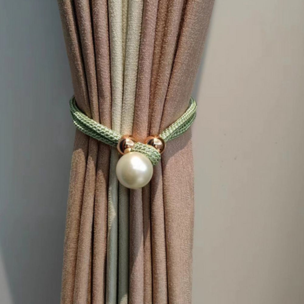 Luxurious White 2-Piece Pearl Curtain Tieback Set - Olytrend