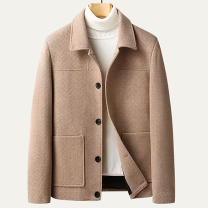Heavy Mens Herringbone Coat with Pockets