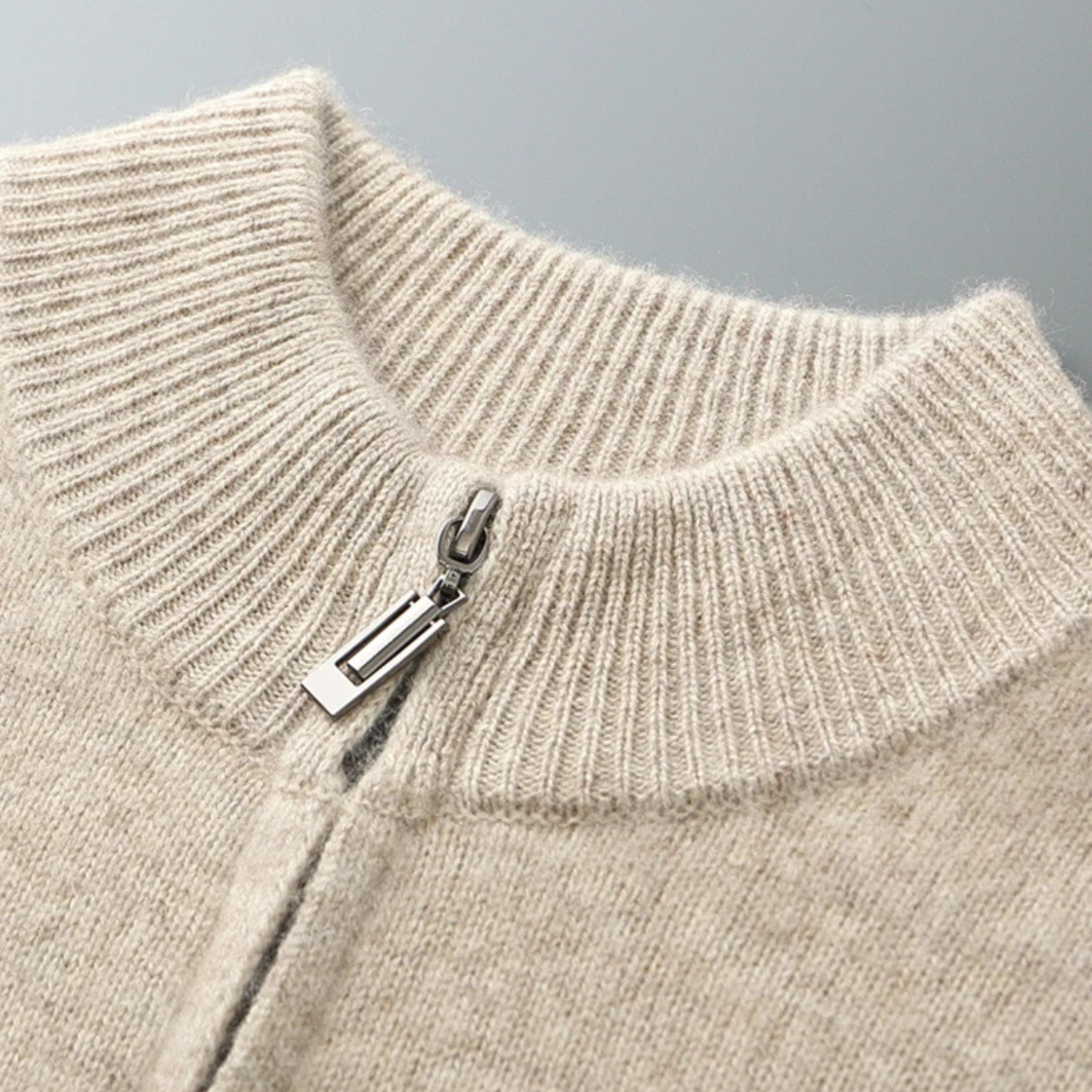Soft Men's Wool Blend Zipper Cardigan Sweater