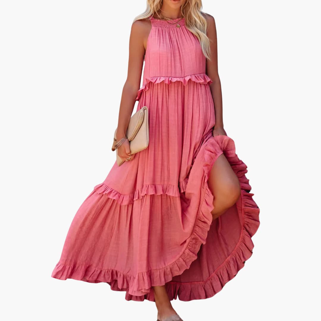 Flowy Long Dress for Women, Lightweight Ruffle Style