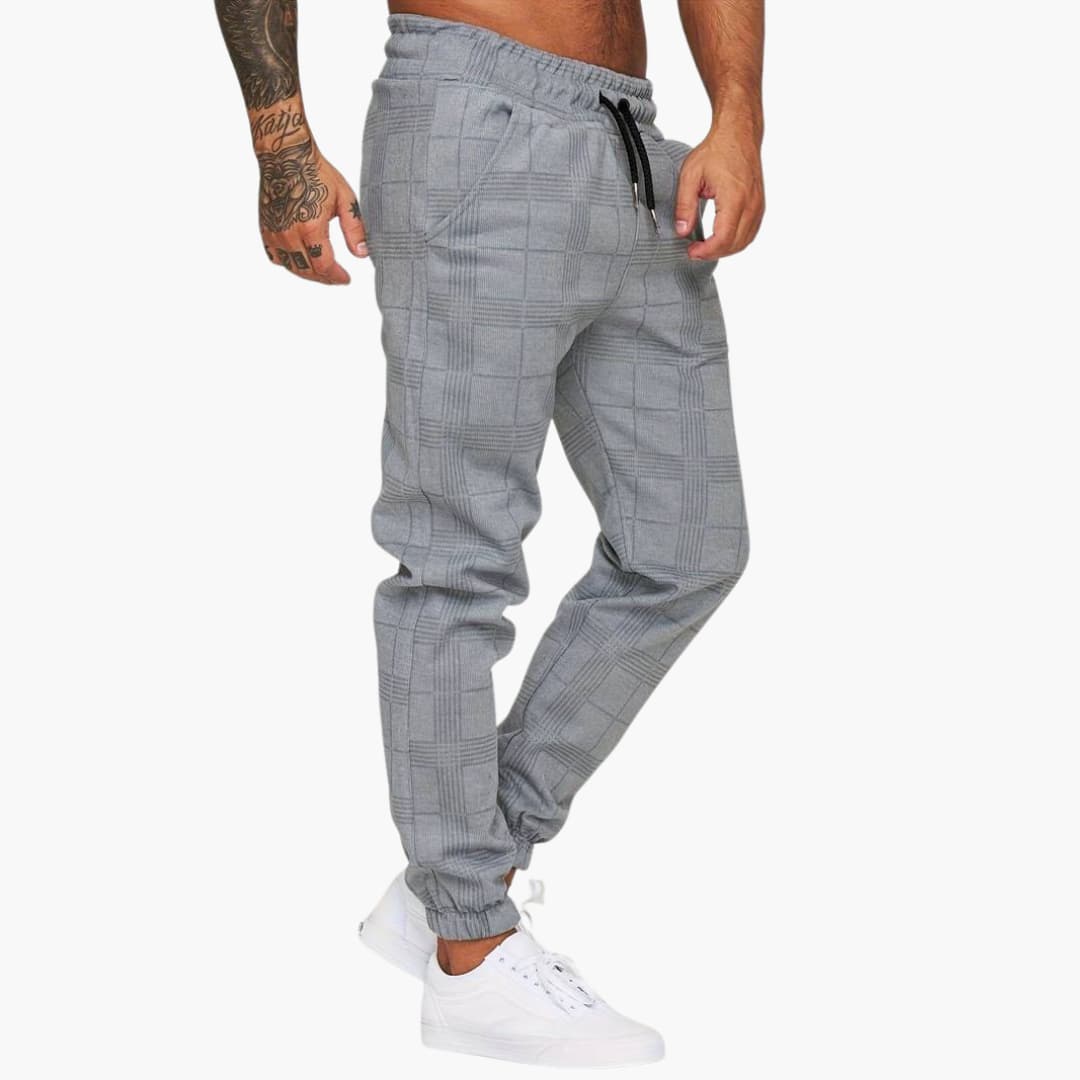Comfortable Checkered Elastic Waist Pants