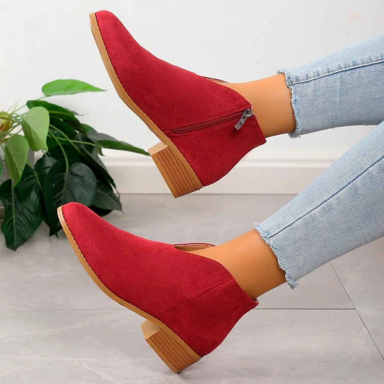 Chic Leather Low Heel Boots for Women