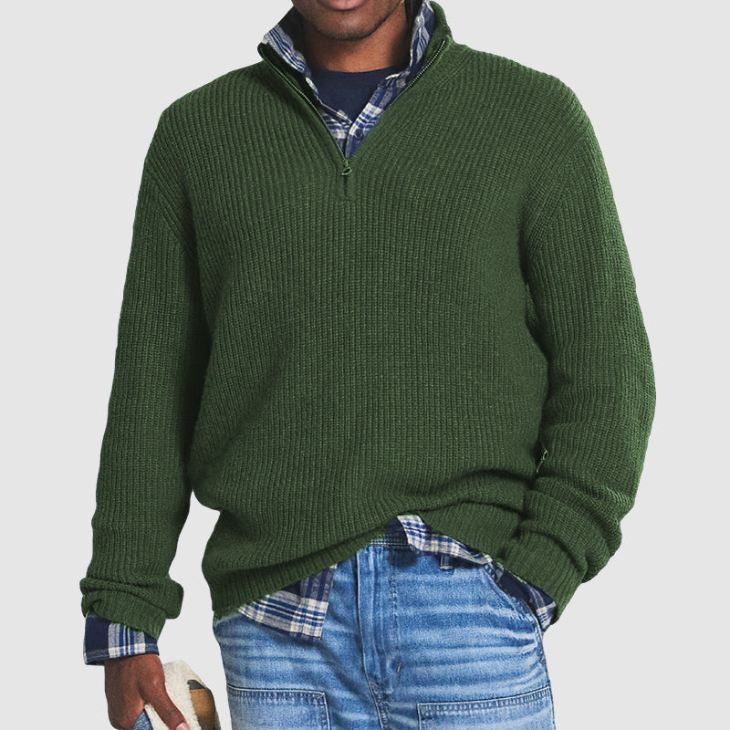 Soft Zip Up Men's Cashmere Pullover Sweater