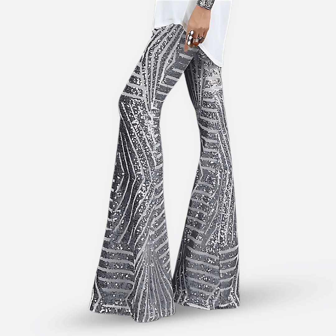Glittery High Waisted Wide Leg Pants