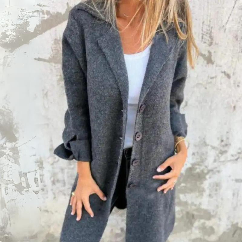 Classic Long Women's Coat with Button Front