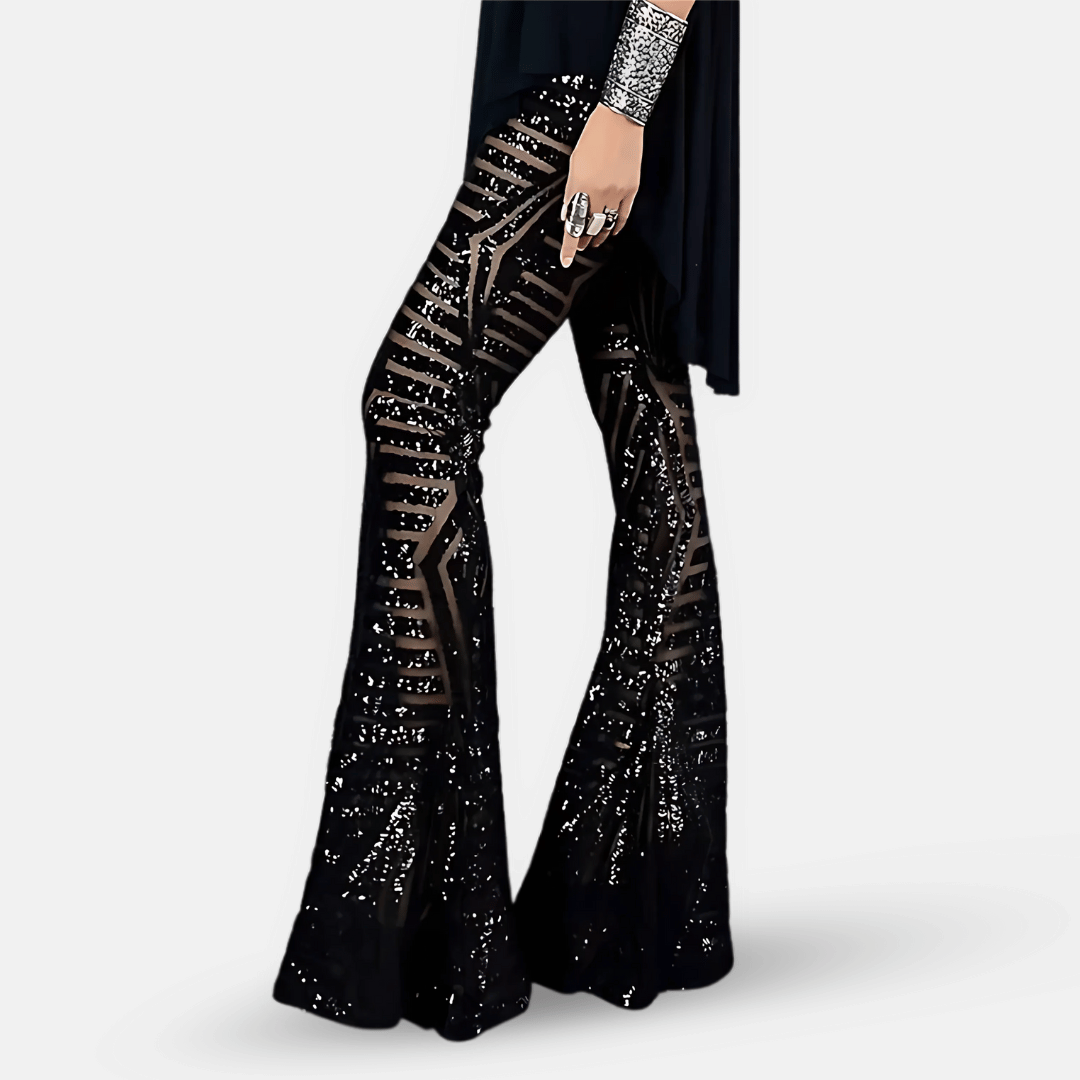 Glittery High Waisted Wide Leg Pants