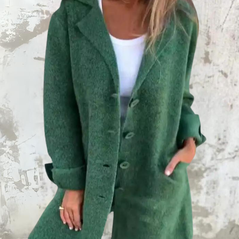 Classic Long Women's Coat with Button Front