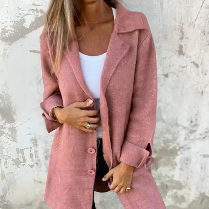 Classic Long Women's Coat with Button Front - Nocini