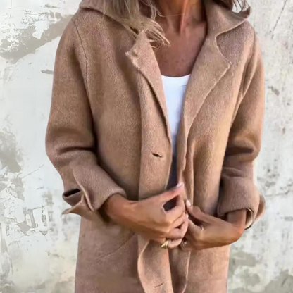 Classic Long Women's Coat with Button Front