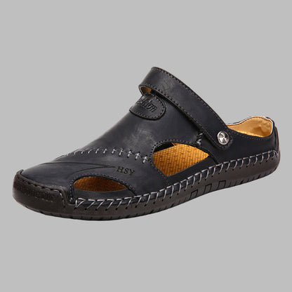 Relaxed Fit Leather Summer Sandals - Olytrend