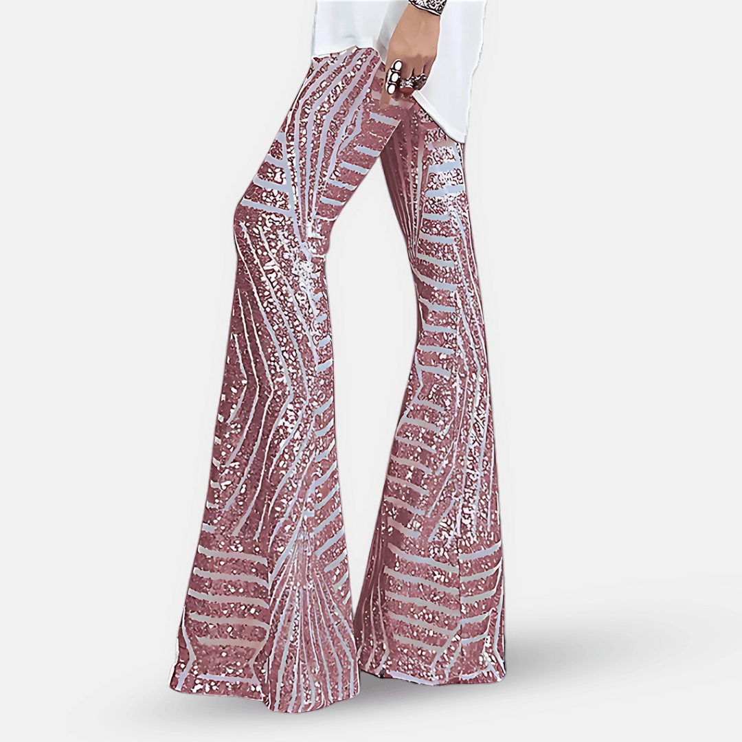 Glittery High Waisted Wide Leg Pants