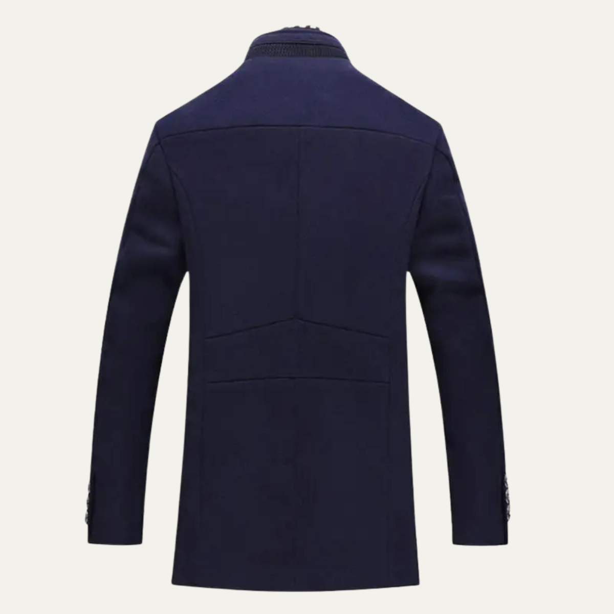 Classic Men's Wool Overcoat with Stand Up Collar