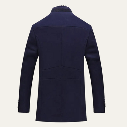 Classic Men's Wool Overcoat with Stand Up Collar