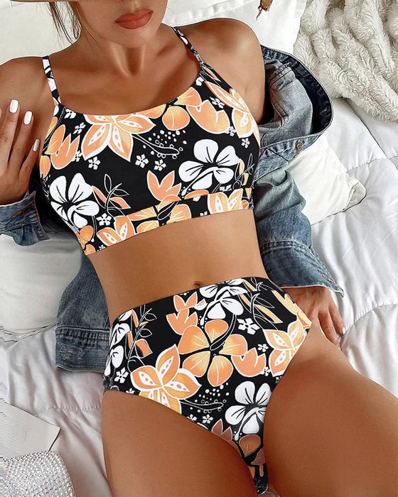Women's High Waist Bikini Set Floral Tankini Swimsuit - Nocini