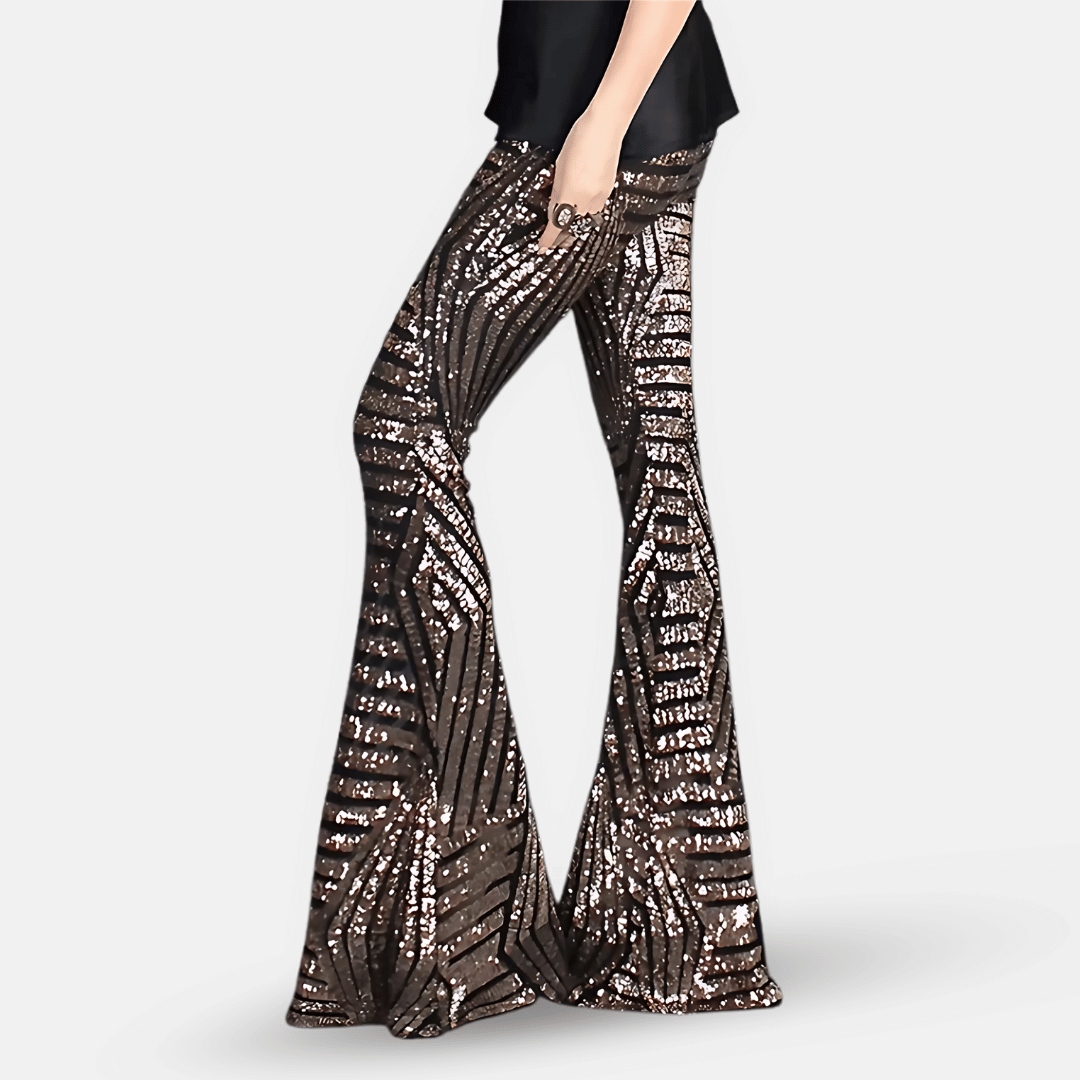 Glittery High Waisted Wide Leg Pants