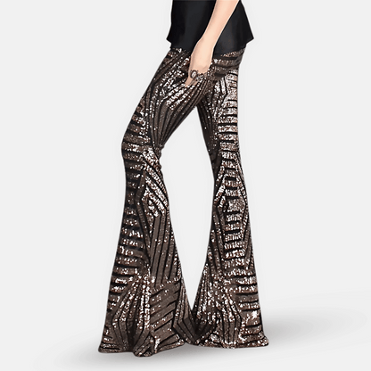 Glittery High Waisted Wide Leg Pants