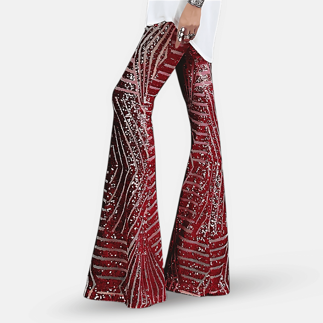 Glittery High Waisted Wide Leg Pants