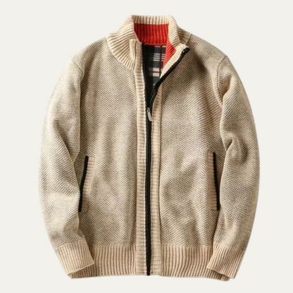 Thick Warm Men's Cable Knit Zip Up Jacket - Nocini