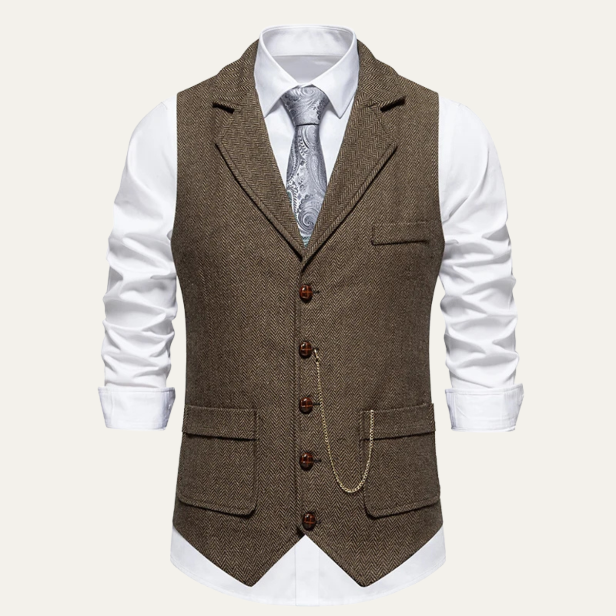 Classic Men's Tweed Waistcoat with Chain