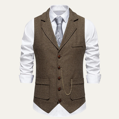 Classic Men's Tweed Waistcoat with Chain