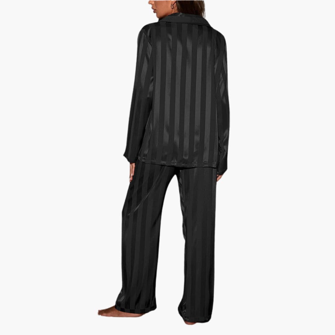 Ladies Soft Sleepwear Pajama Set with Buttons and Stripes