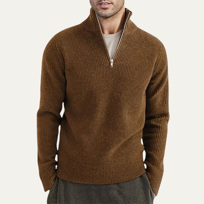Men's Thick Cozy Mock Neck Half Zip Sweater