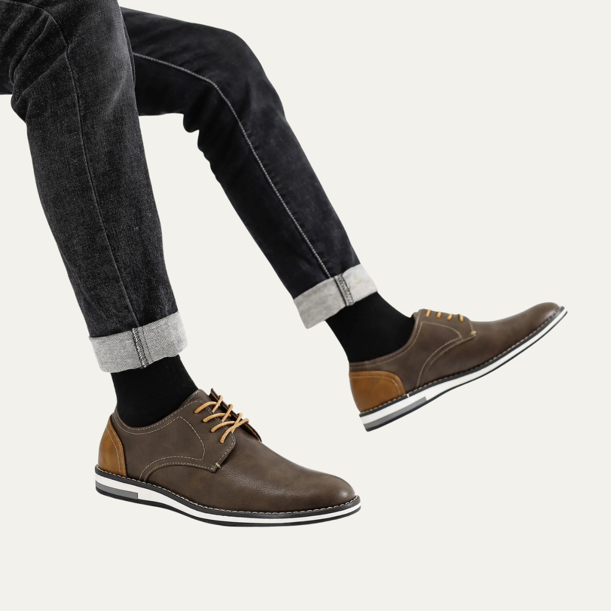Classic Brown Leather Lace Up Sneakers