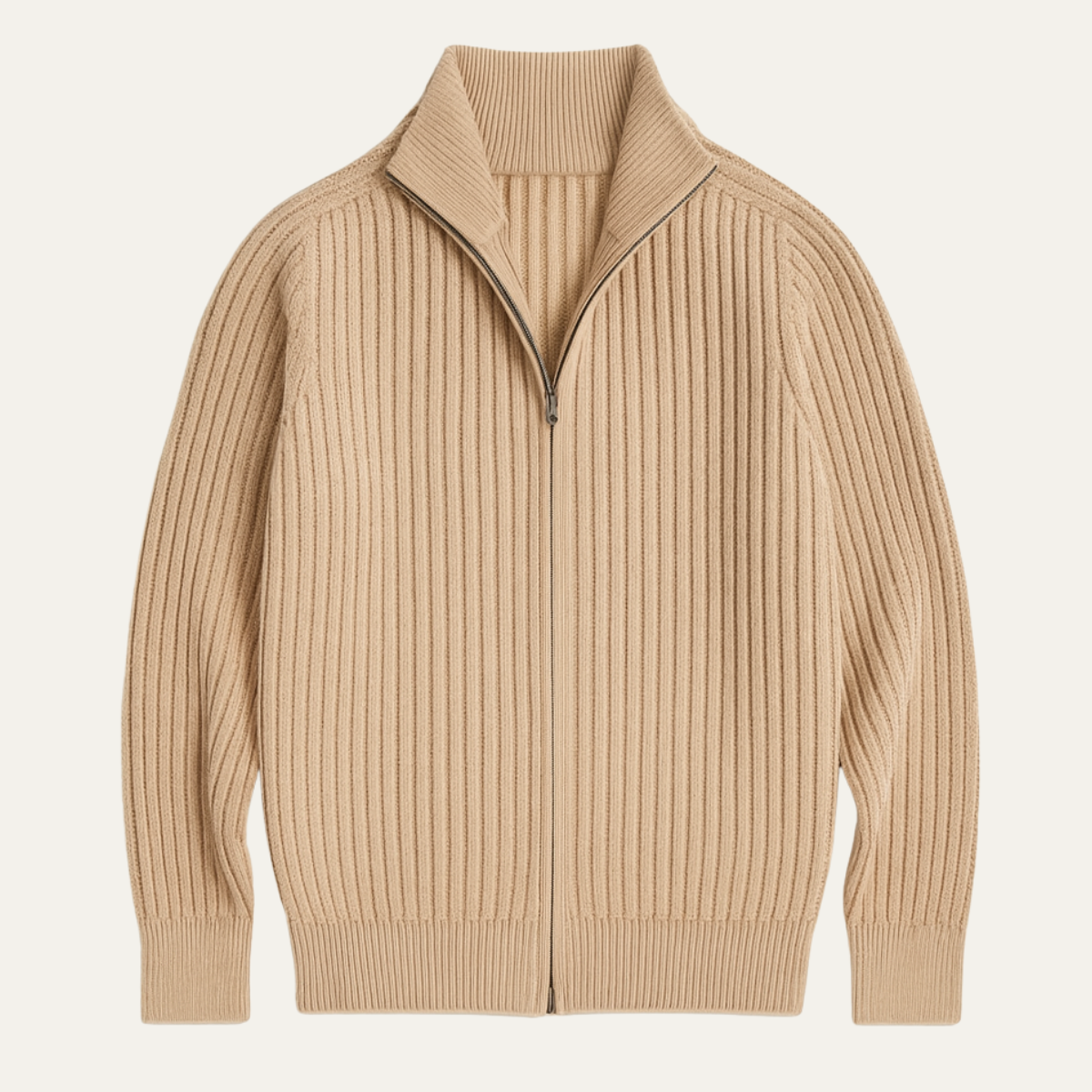 Classic Men's Cozy Crew Neck Zipper Cardigan Sweater - Nocini