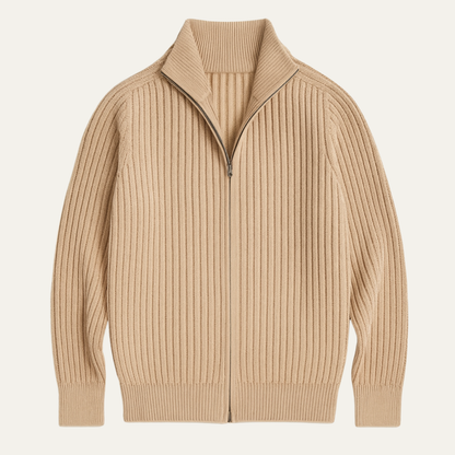 Classic Men's Cozy Crew Neck Zipper Cardigan Sweater - Nocini