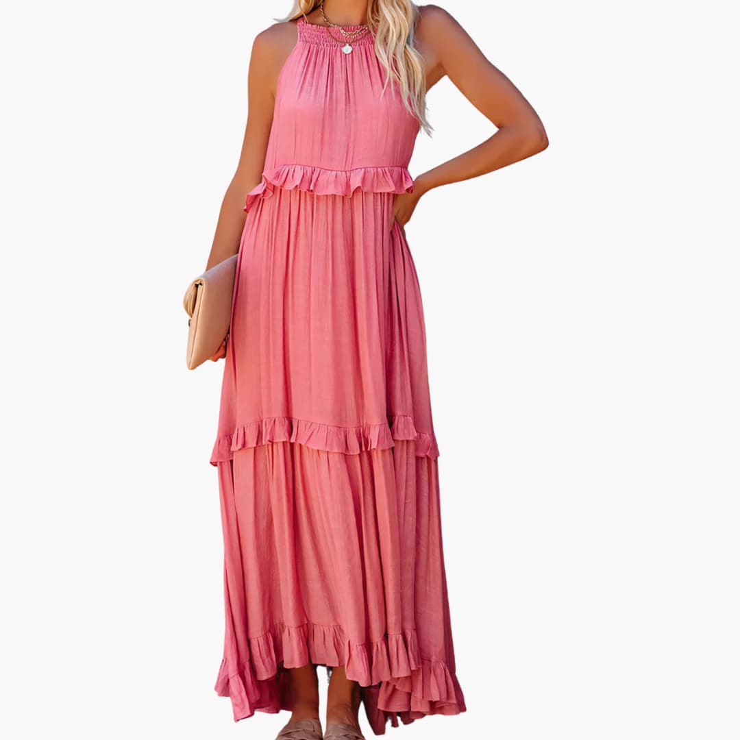 Flowy Long Dress for Women, Lightweight Ruffle Style
