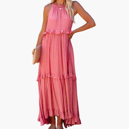 Flowy Long Dress for Women, Lightweight Ruffle Style