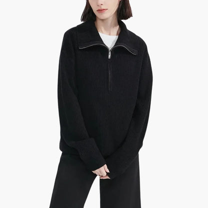 Women's Zip Up Ribbed Knit Sweater