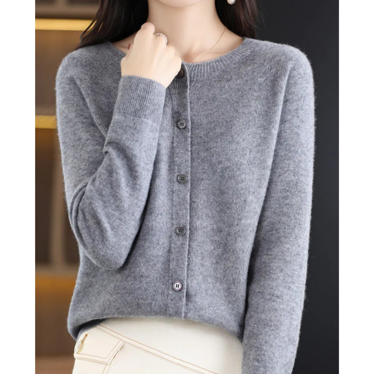 Classic Crew Neck Women's Cardigan