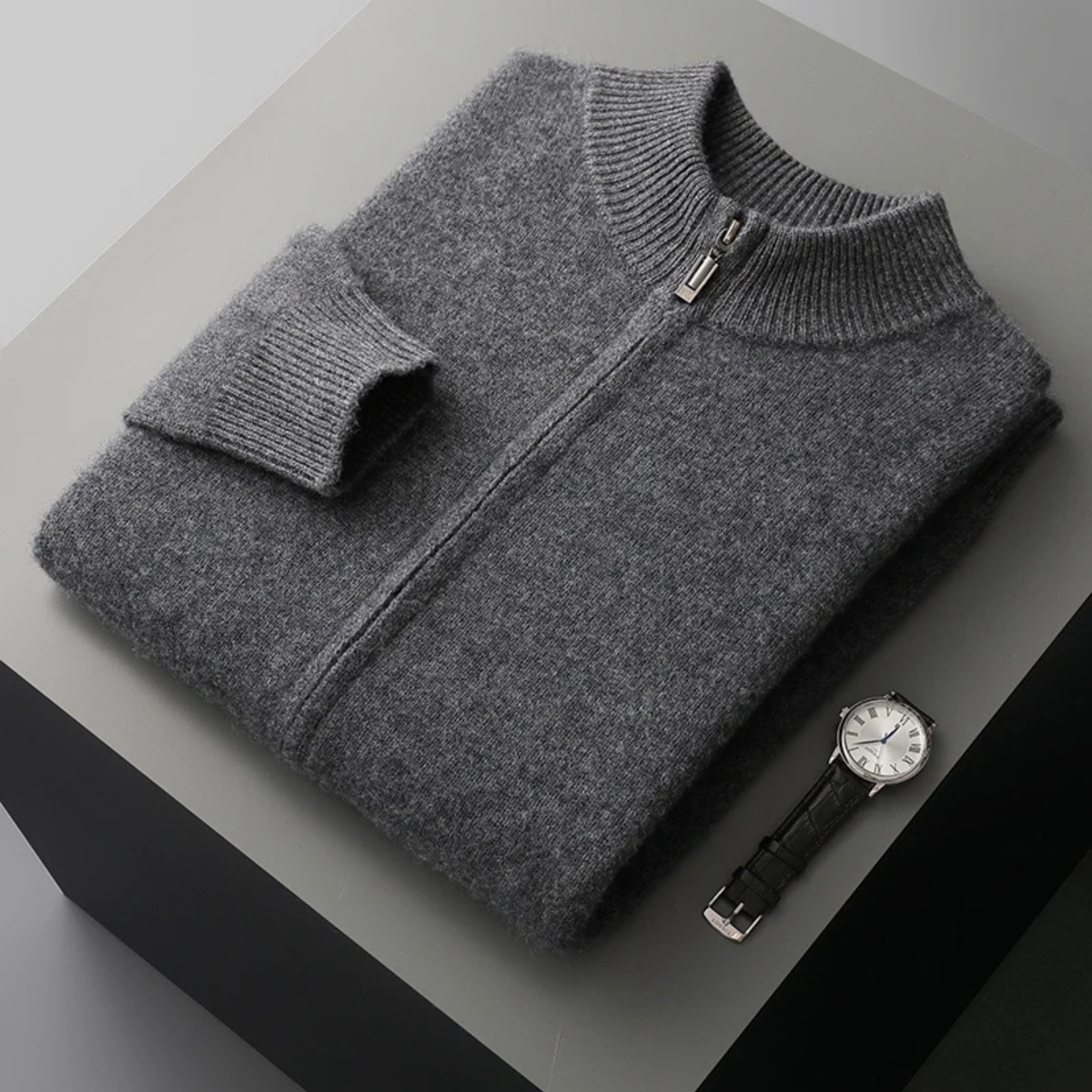Premium Men's Soft Cashmere Zip Sweater