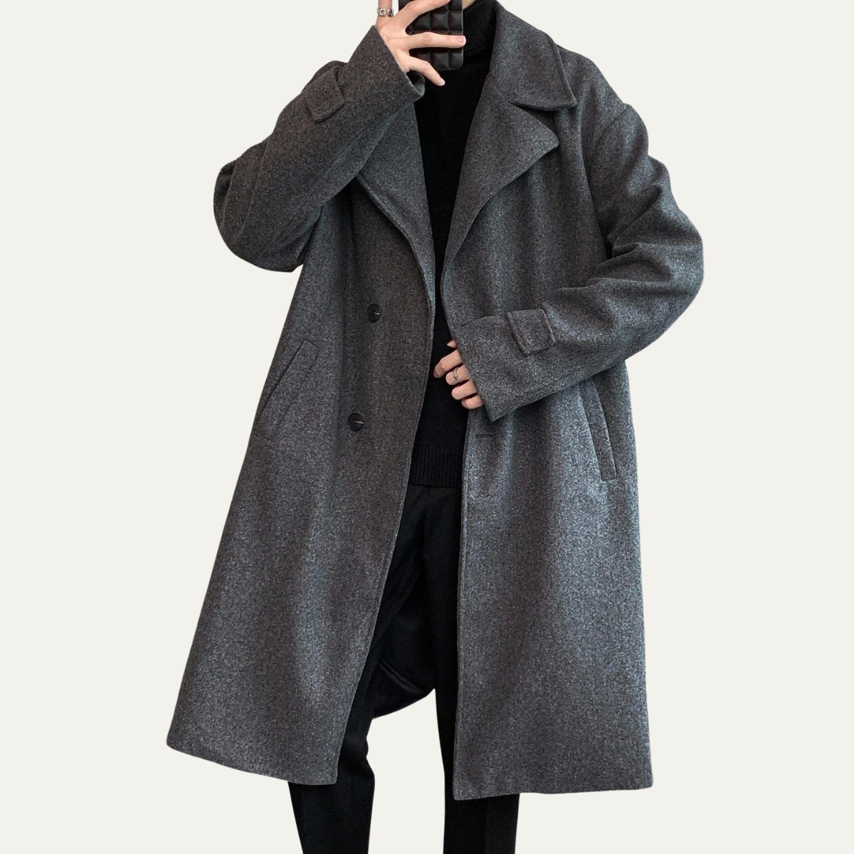 Classic Men's Camel Overcoat with Adjustable Belt