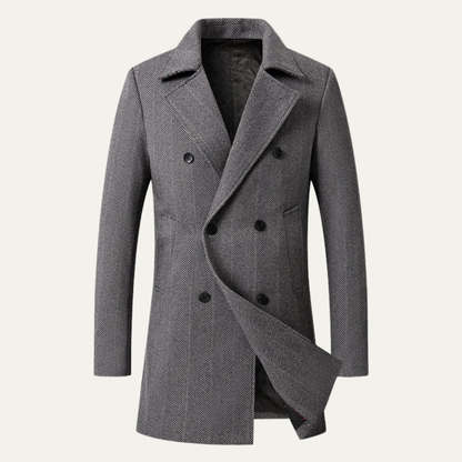 Classic Men's Wool Herringbone Tweed Coat