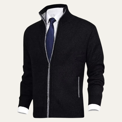 Warm Mens Full Zip Fleece Knit Cardigan Jacket