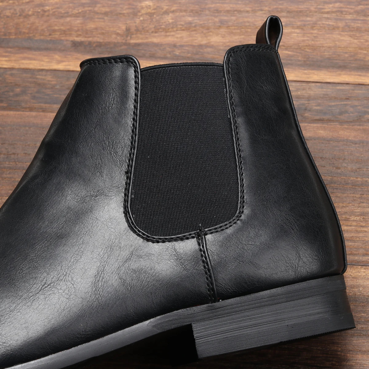 Classic Men's Leather Chelsea Ankle Boots with Stretch Sides