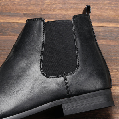Classic Men's Leather Chelsea Ankle Boots with Stretch Sides