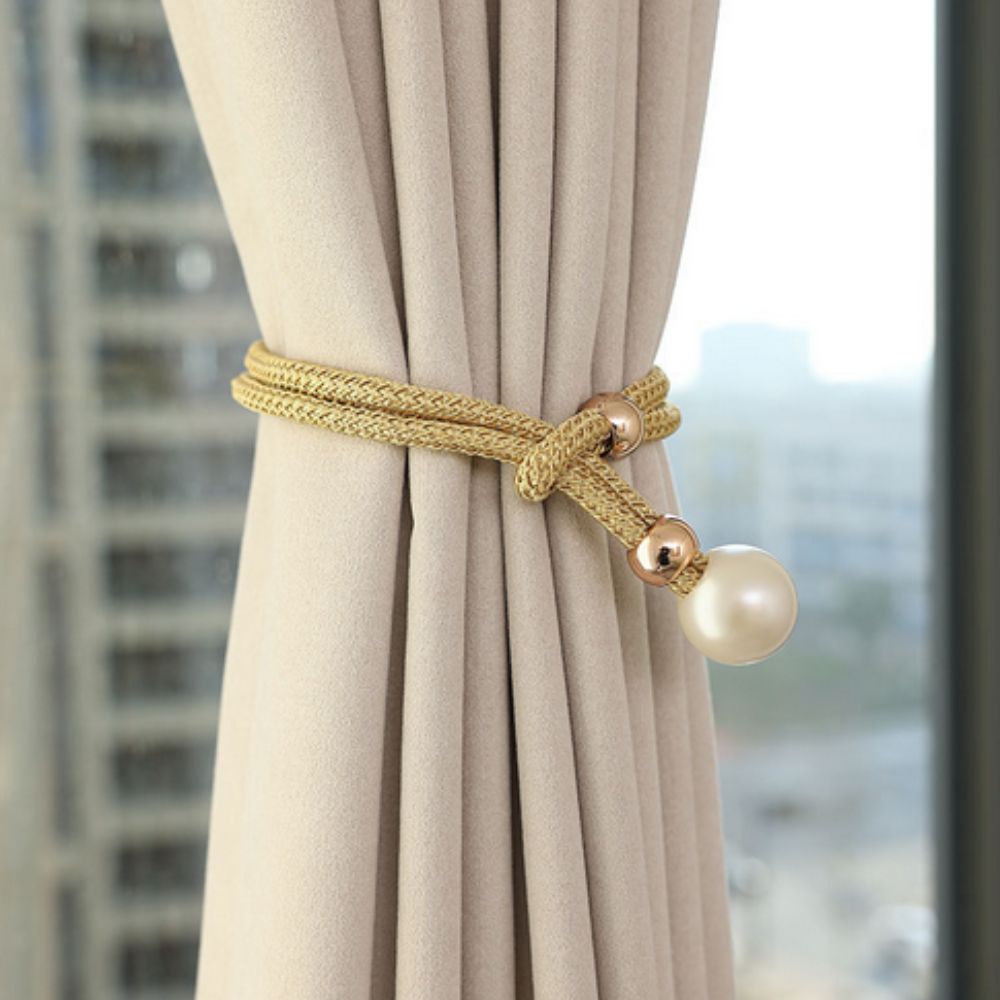 Luxurious White 2-Piece Pearl Curtain Tieback Set