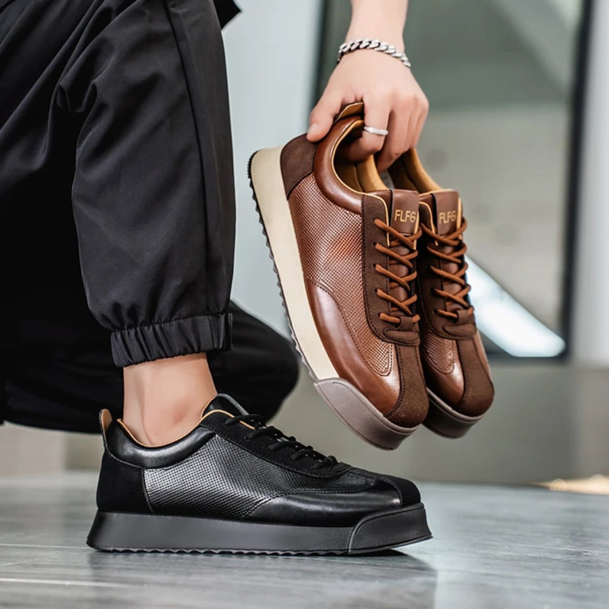 Classic Vintage Leather Sneakers For Men