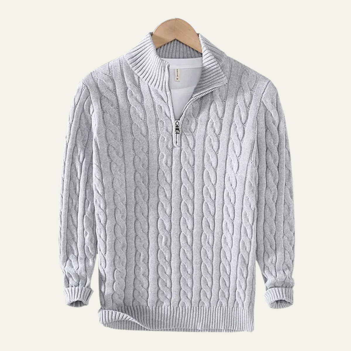 Cozy Mens Cable Knit Half Zip Cotton Sweater