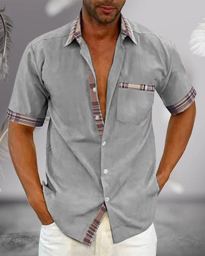 Casual Short Sleeve Check Shirt for Men