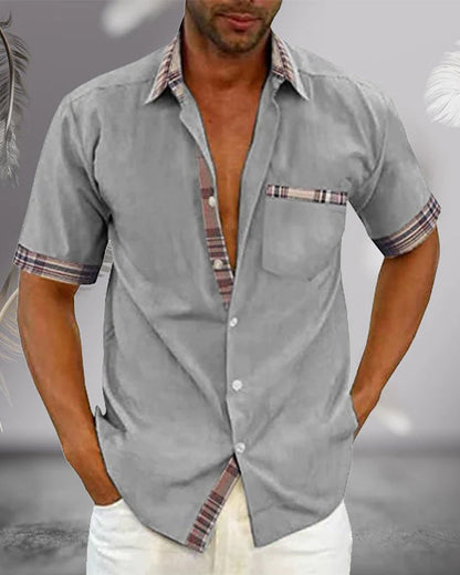 Casual Short Sleeve Check Shirt for Men