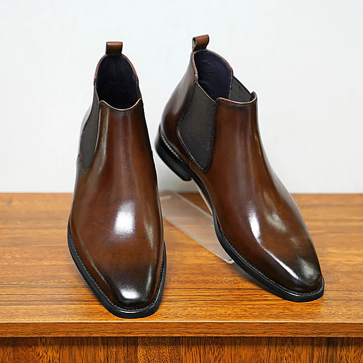 Elegant Low Heel Leather Ankle Boots