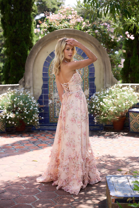Classic Peach Floral Dress