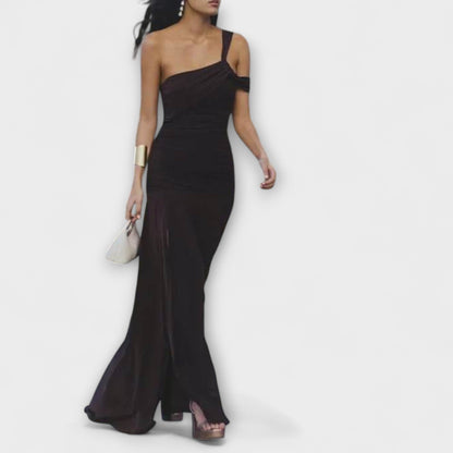 Elegant Cold Shoulder Long Evening Dress