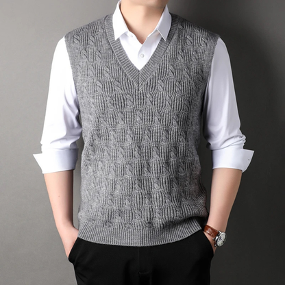 Cozy Men's Thick Cable Knit V Neck Sweater Vest