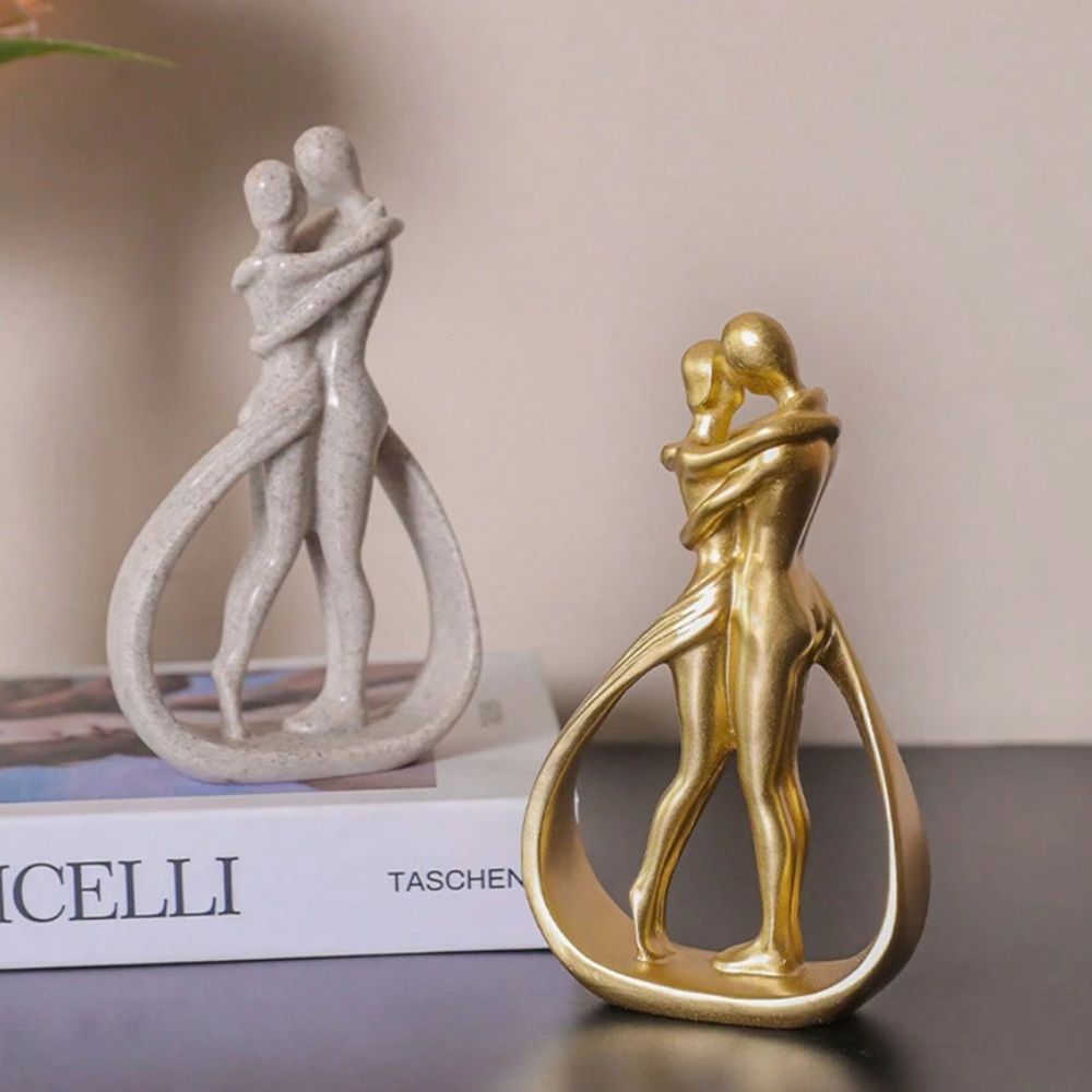 Contemporary Resin Couple Figurine With Glossy Finish