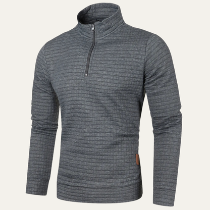 Slim Fit Men's Breathable Quilted Zip Sweater